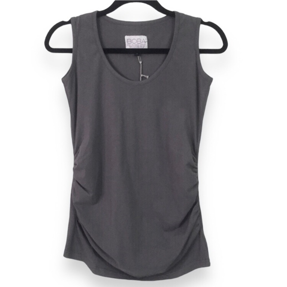 BABY ON BOARD APPAREL Grey Ruched Side Maternity Tank Top